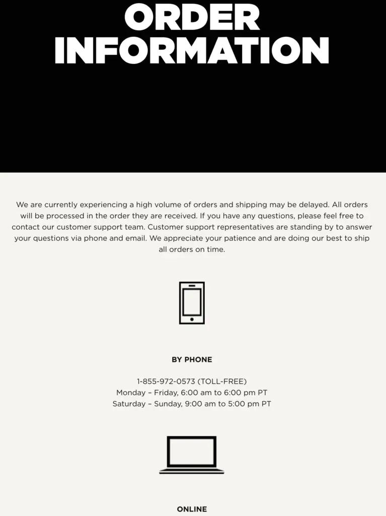 Image shows an example of how to communicate shipping delays during coronavirus. 