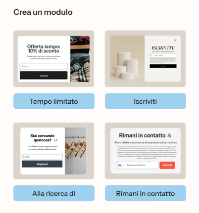 Modelli form di iscrizione klaviyo