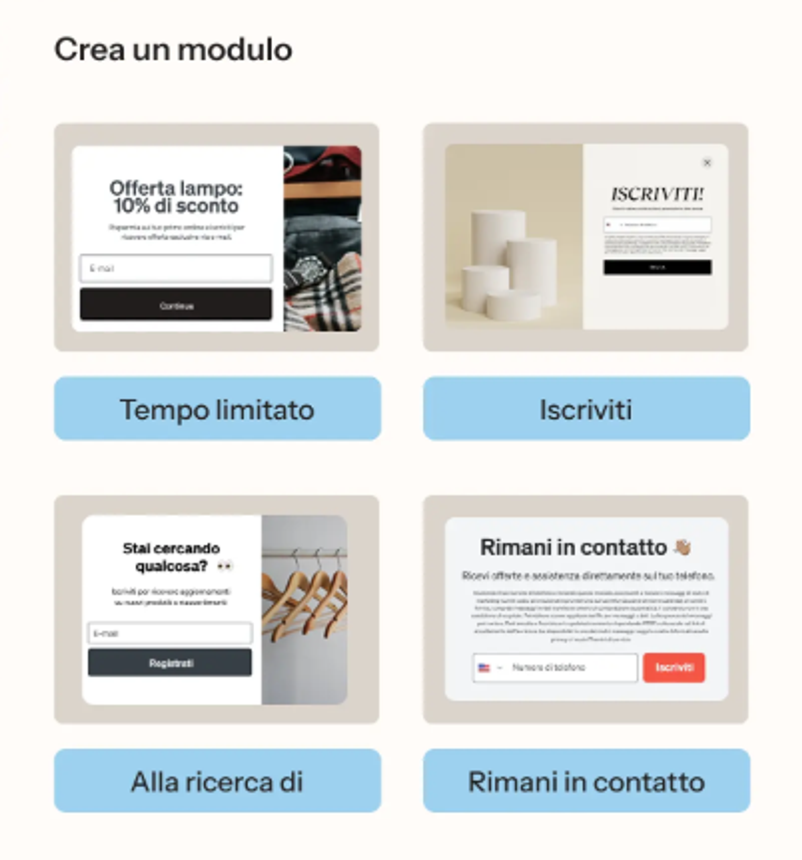 Modelli form di iscrizione klaviyo