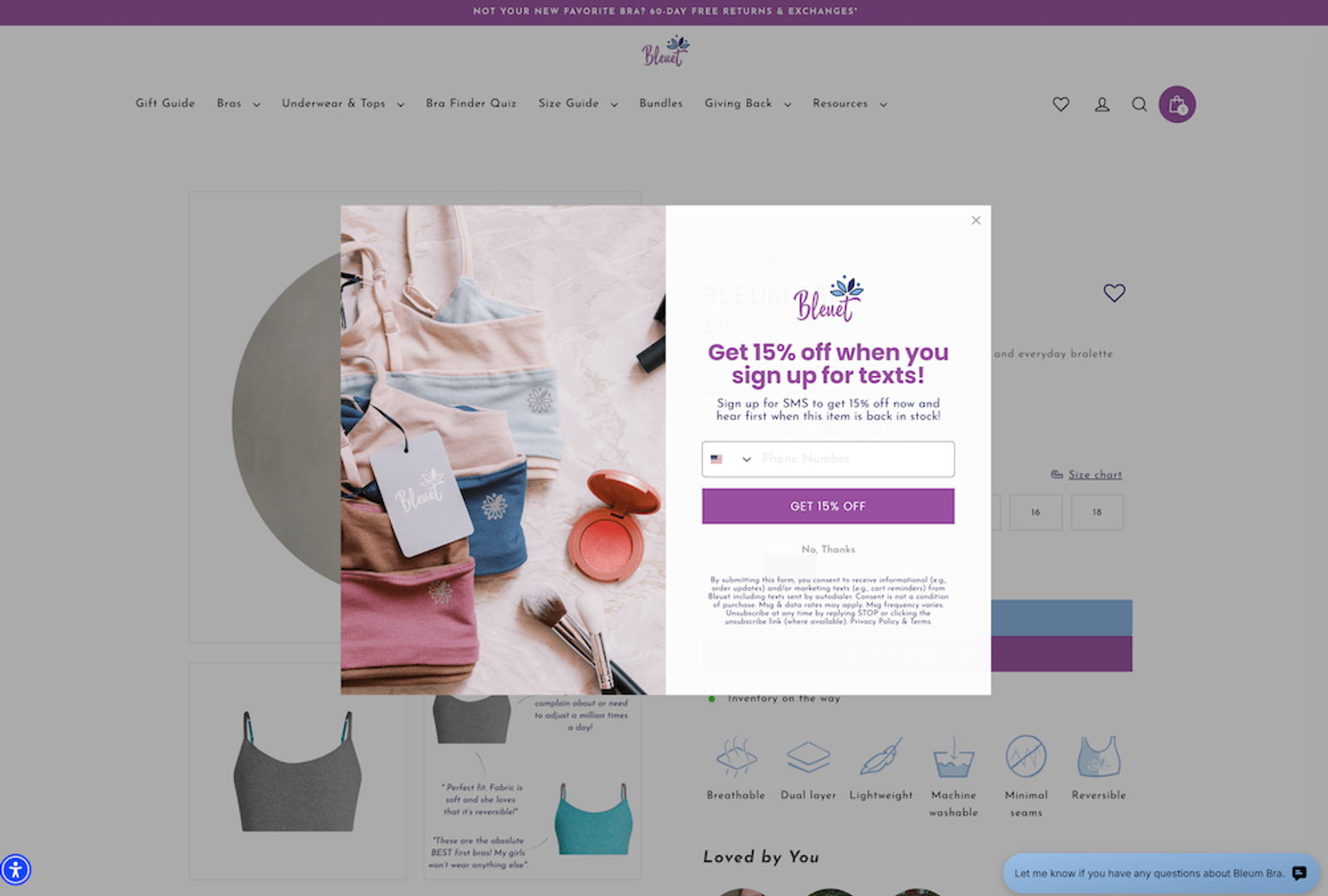 Image shows a sign-up form where a shopper can opt in to back-in-stock messaging.