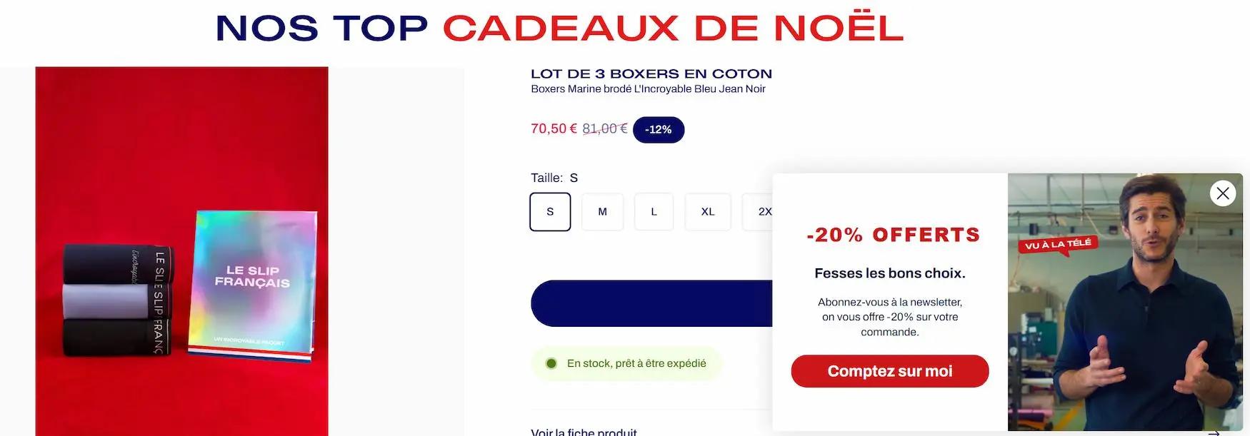 Nos top cadeaux de Noël. Lot de 3 boxers en coton Le Slip Français, prix réduit. Offre -20% pour abonnement à la newsletter.