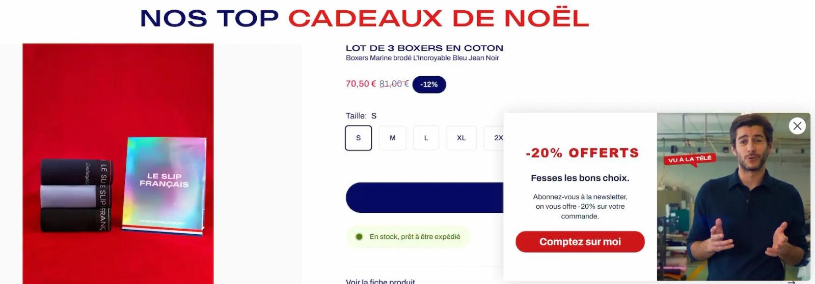 Nos top cadeaux de Noël. Lot de 3 boxers en coton Le Slip Français, prix réduit. Offre -20% pour abonnement à la newsletter.