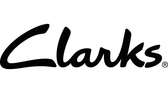 Clarks logo, featuring the brand name in a stylized black script.