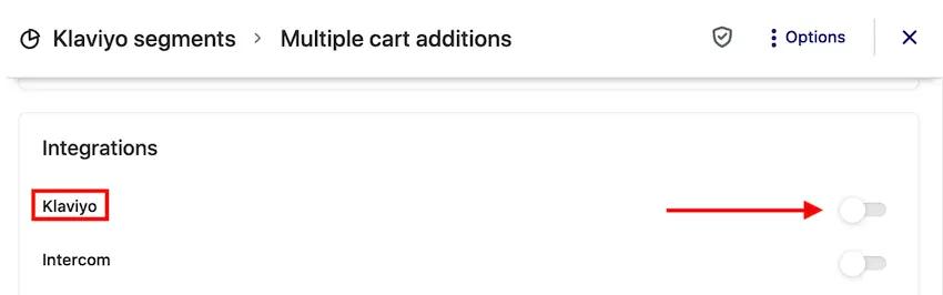 Toggle on the Klaviyo integration easily.