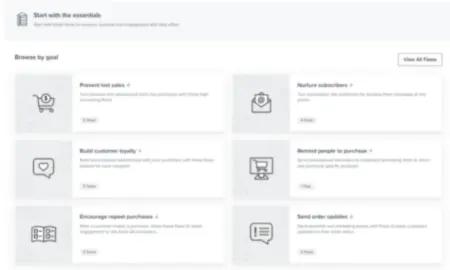 Klaviyo "start with the essentials" view