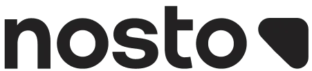 Nosto logo with stylized text and a geometric shape.