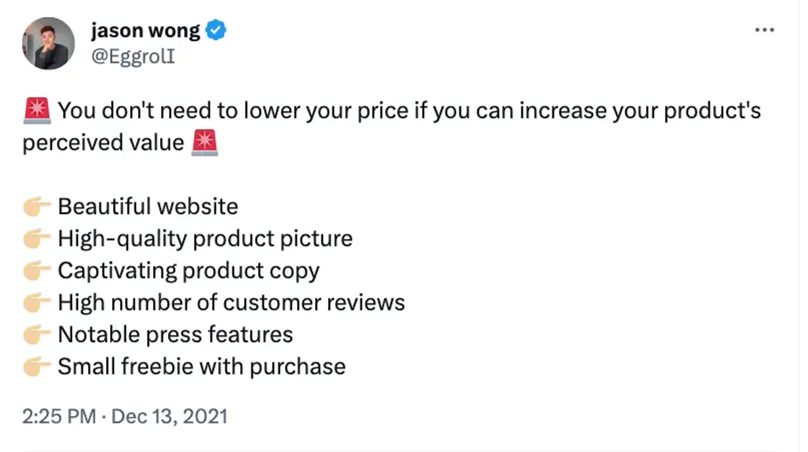 tweet from jason wong about customer reviews