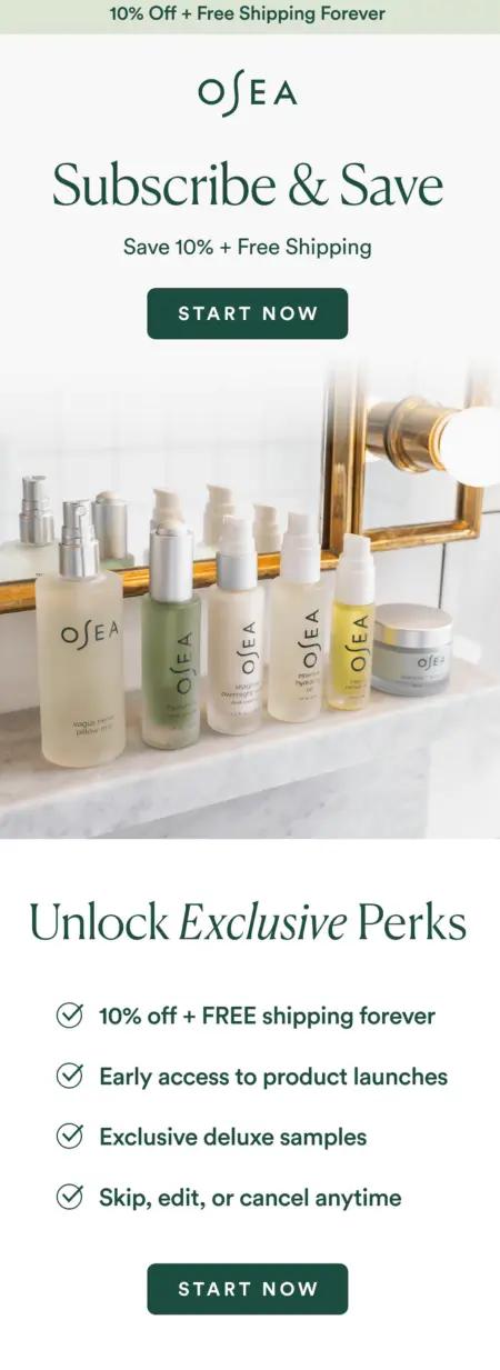 Image shows a marketing email from OSEA that is optimized well for mobile. The entire email is visible without scrolling.