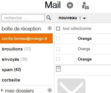 Aperçu de la boite mail Orange