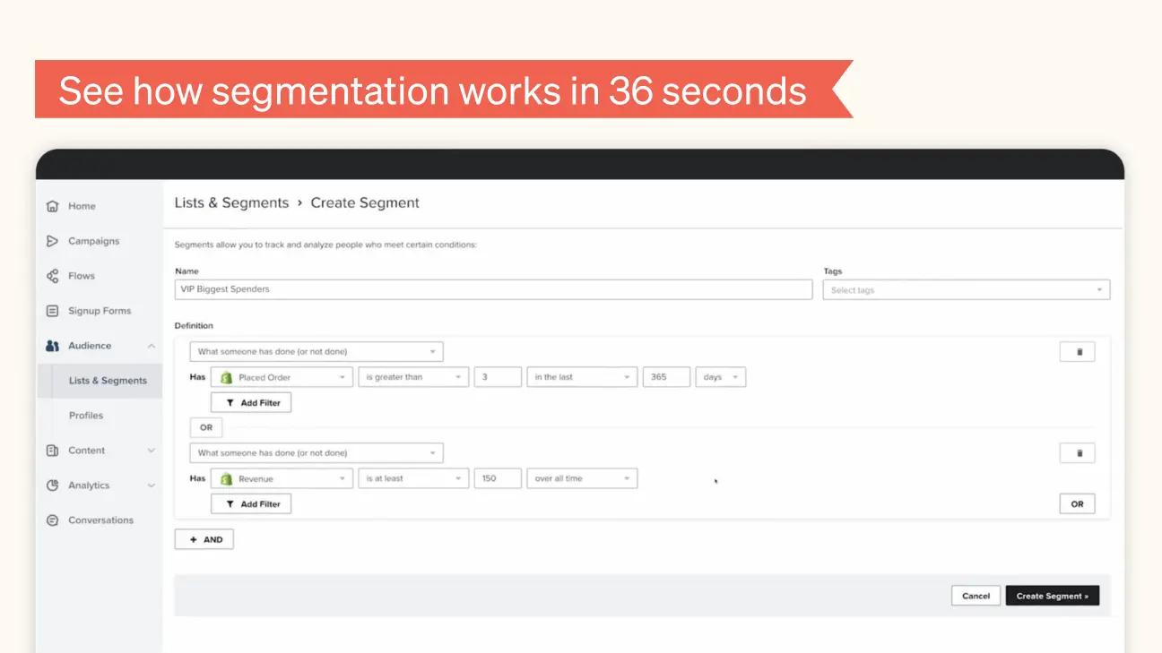 Klaviyo email segmentation video