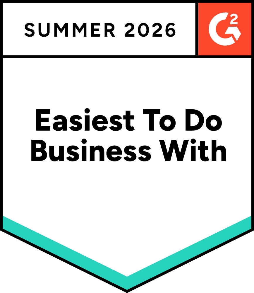 G2 Summer 2026 award badge for Easiest To Do Business With.