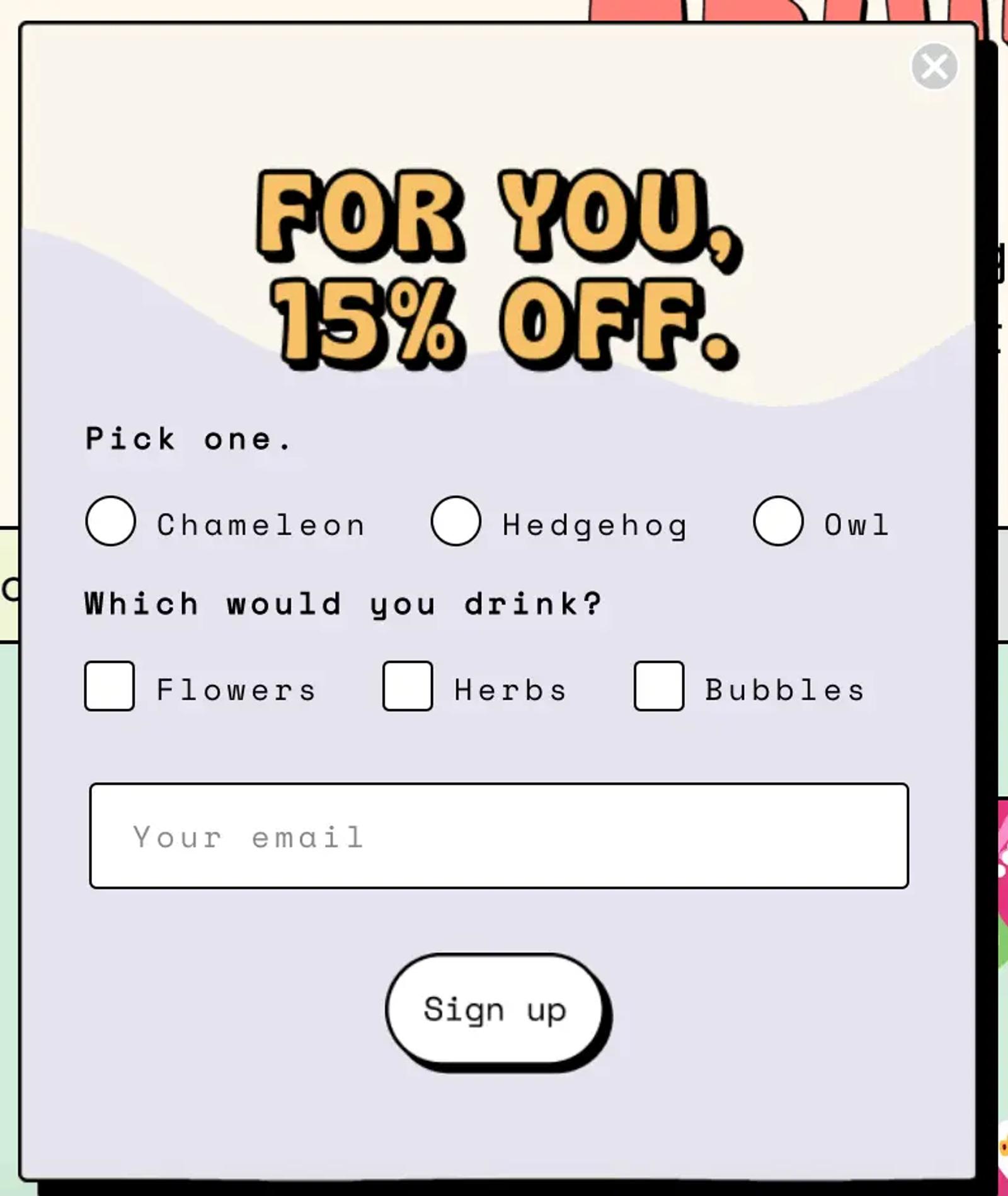Image shows a sign-up form from Aura Bora