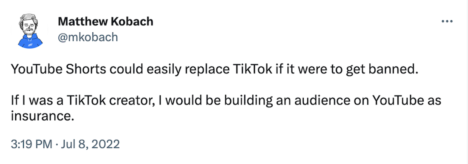 YouTube Shorts could easily replace TikTok if it were to get banned.
If I was a TikTok creator, I would be building an audience on YouTube as insurance.