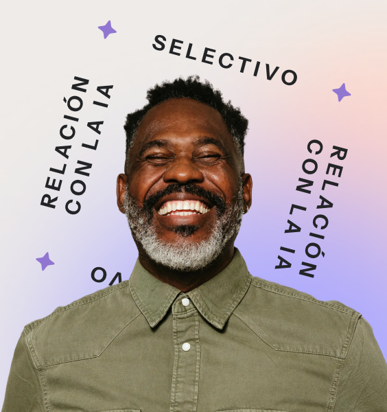Fotografía de primer plano que representa al personaje del evaluador de IA