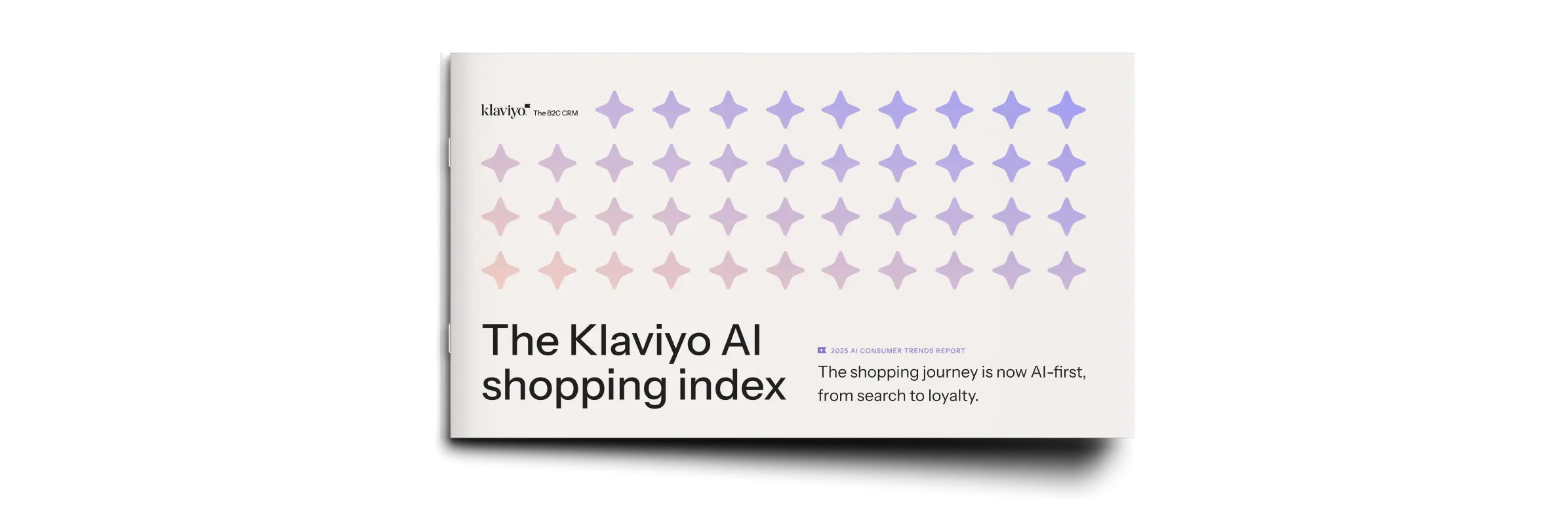 Klaviyo AI Shopping Index cover with star pattern and text: "The shopping journey is now AI-first, from search to loyalty.
