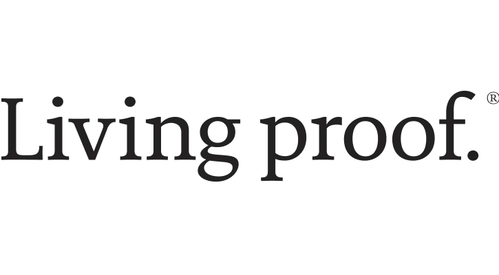 Living Proof logo in charcoal font.