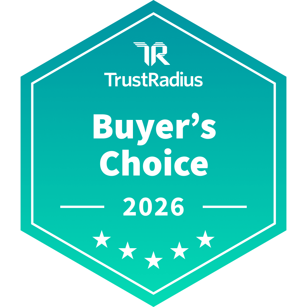 TrustRadius Buyer's Choice 2026 badge with five stars.