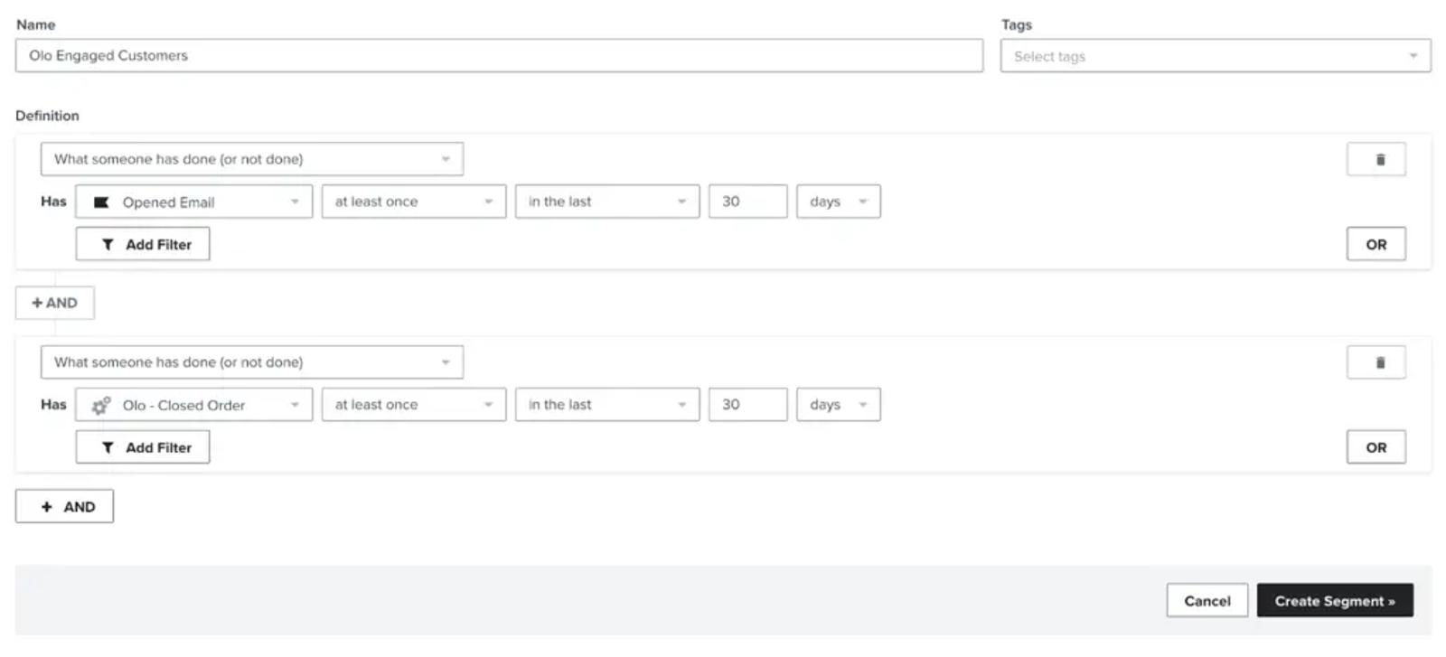 Olo integration in Klaviyo