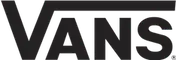 Vans-Logo in schwarzem Text mit „V“, das sich über die anderen Buchstaben erstreckt