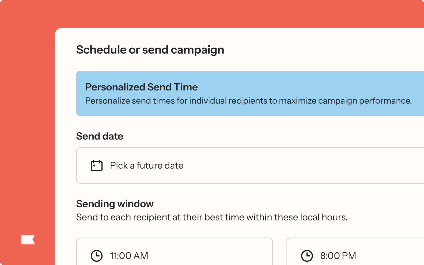A screenshot of Klaviyo's scheduling and sending features.