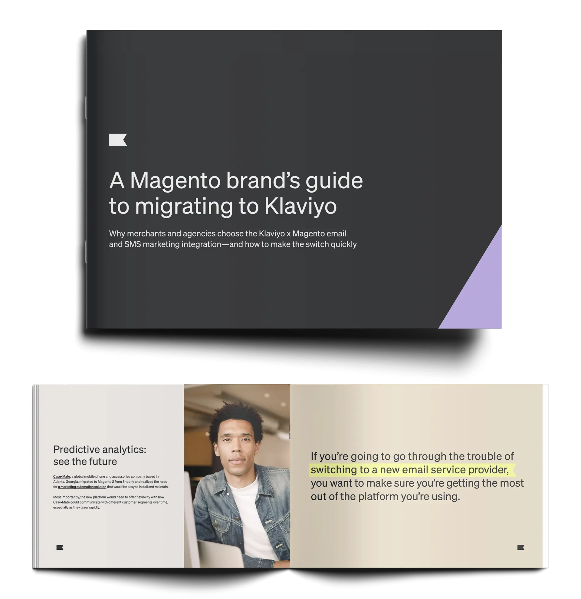 a booklet cover a sneak peak on the inside booklet for a magento PDF