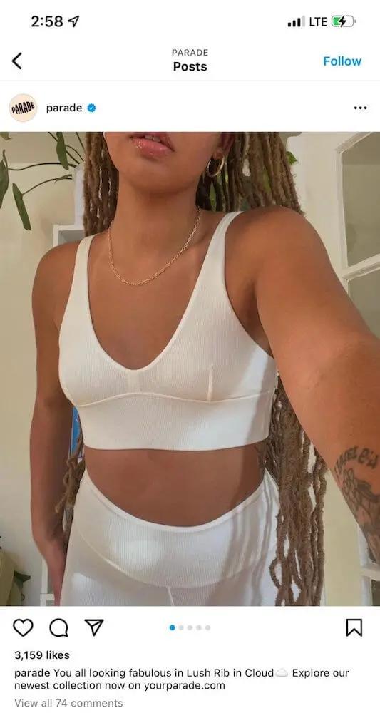 Image shows an example of social UGC from Parade’s Instagram.