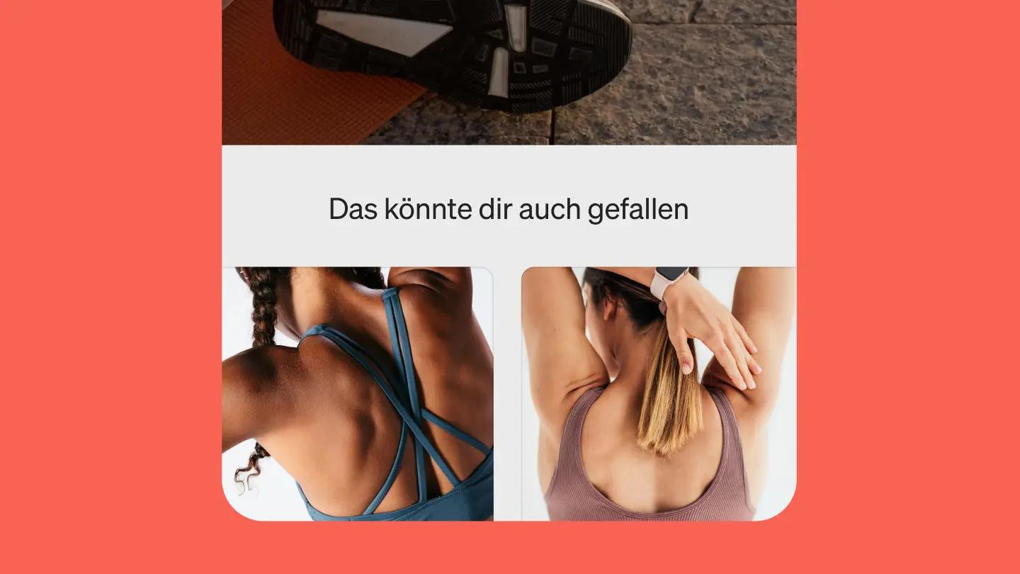 Zwei Frauen in Sportbekleidung von hinten, mit dem Text "Das könnte dir auch gefallen" darüber.