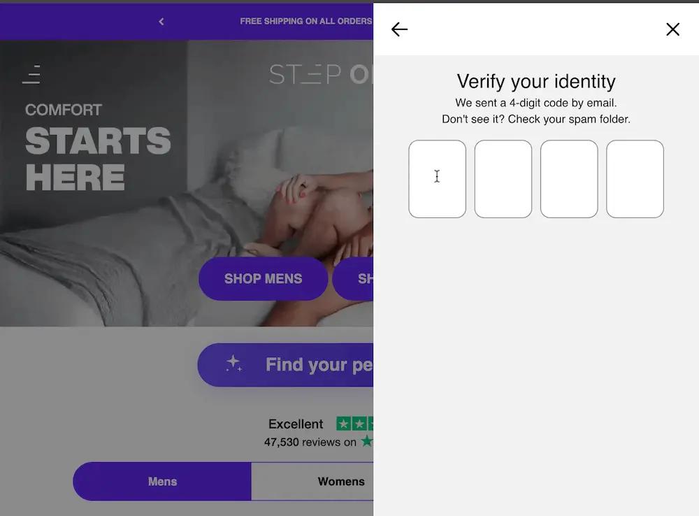 Image shows the one-time password login experience on StepOne’s website.
