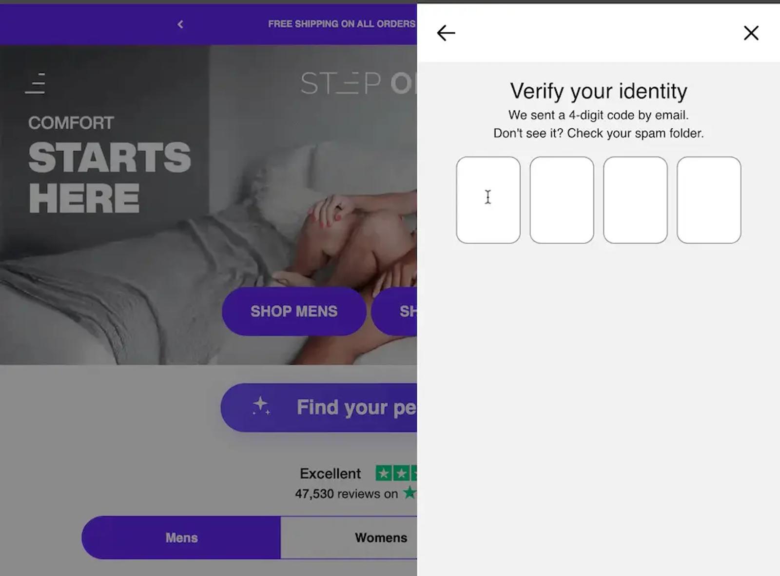Image shows the one-time password login experience on StepOne’s website.