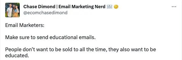 Image shows a Tweet encouraging educational emails