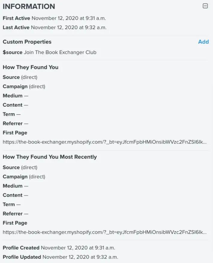 Image shows an informational card that indicates how long it's been since a user's last visit. 