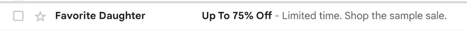 Image shows an email subject line from Favorite Daughter