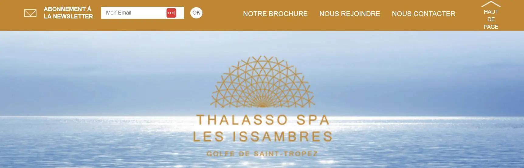Formulaire d'abonnement à la newsletter du Thalasso Spa Les Issambres, Golfe de Saint-Tropez, avec vue sur la mer.