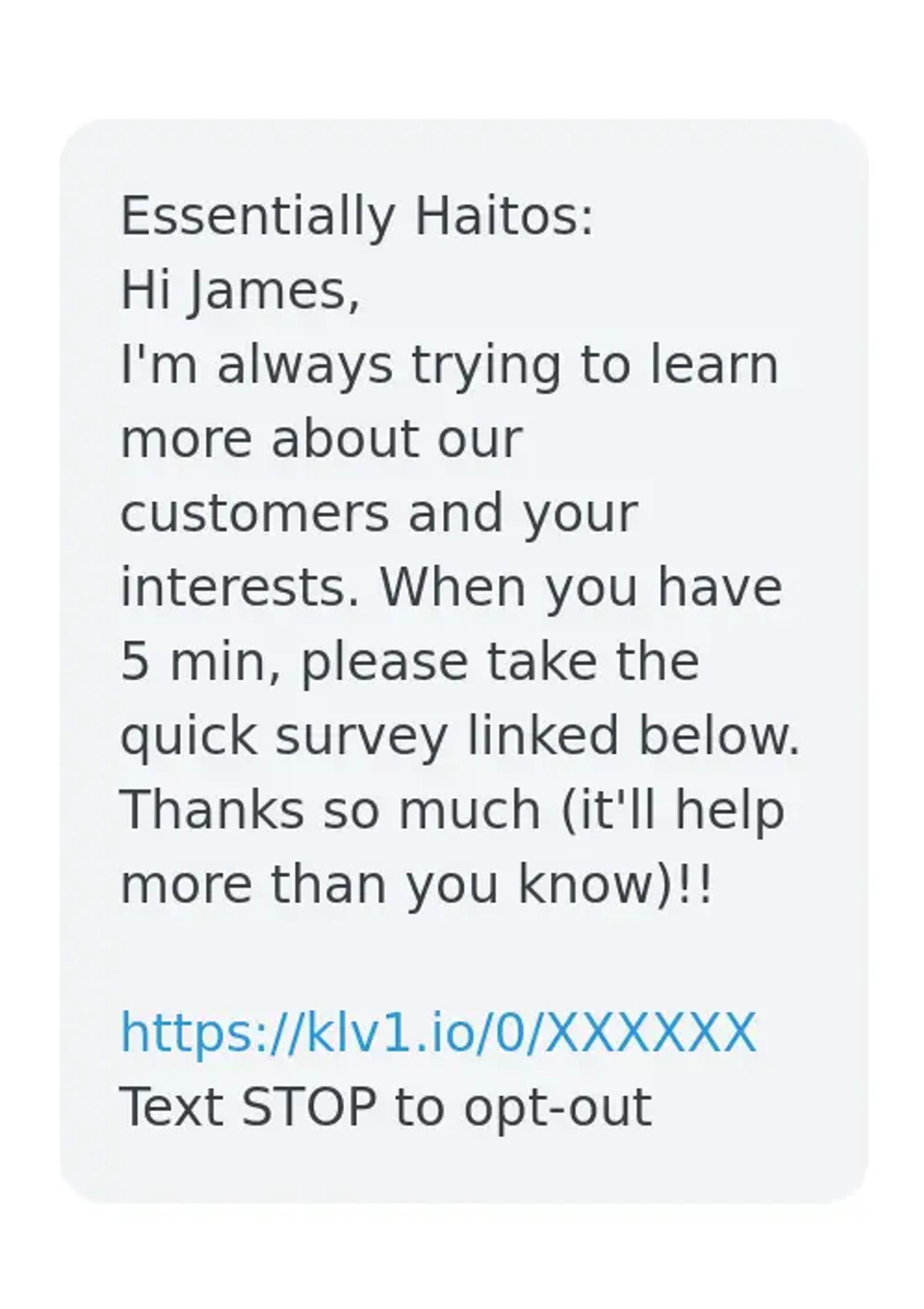 Survey request SMS texts help engage customers.
