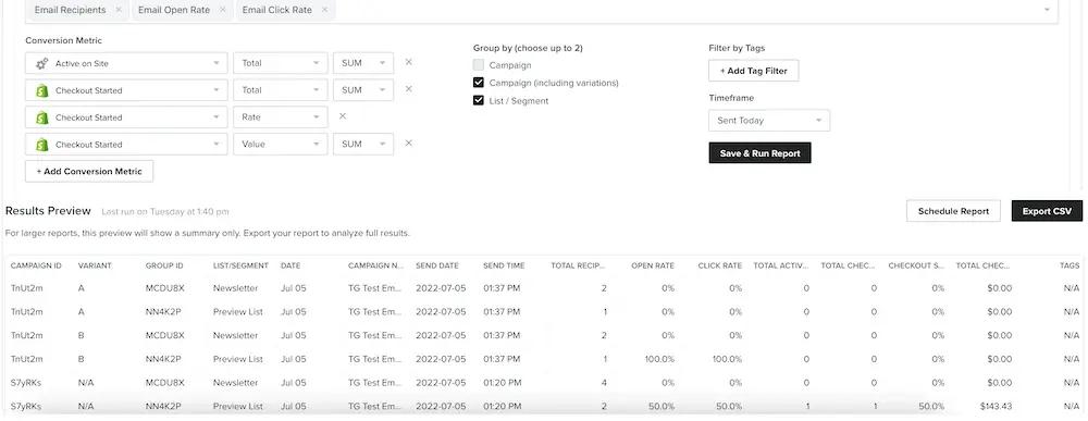 Campaign Performance Image of Audience level results