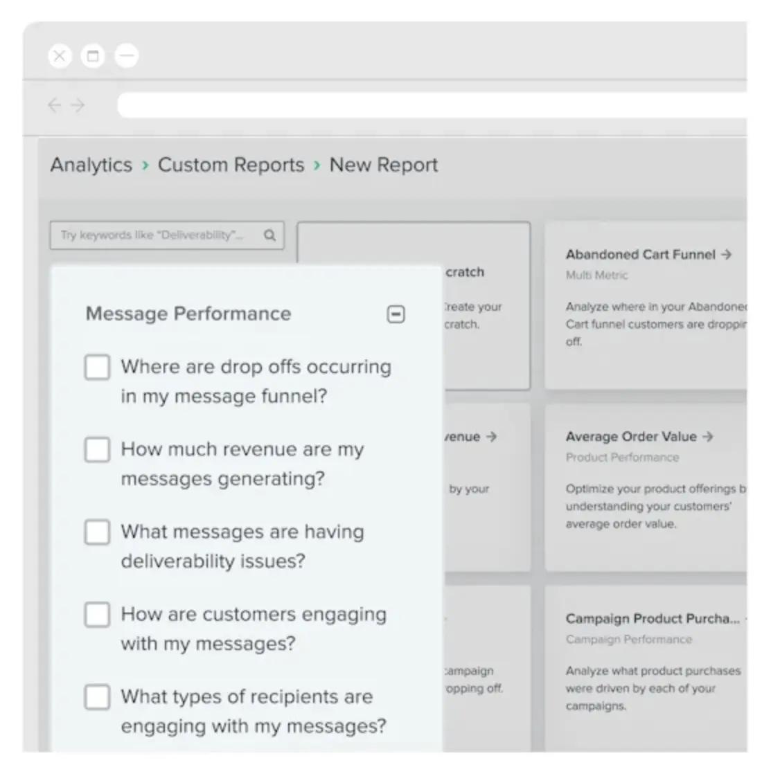 reports prompt in the klaviyo reporting tool