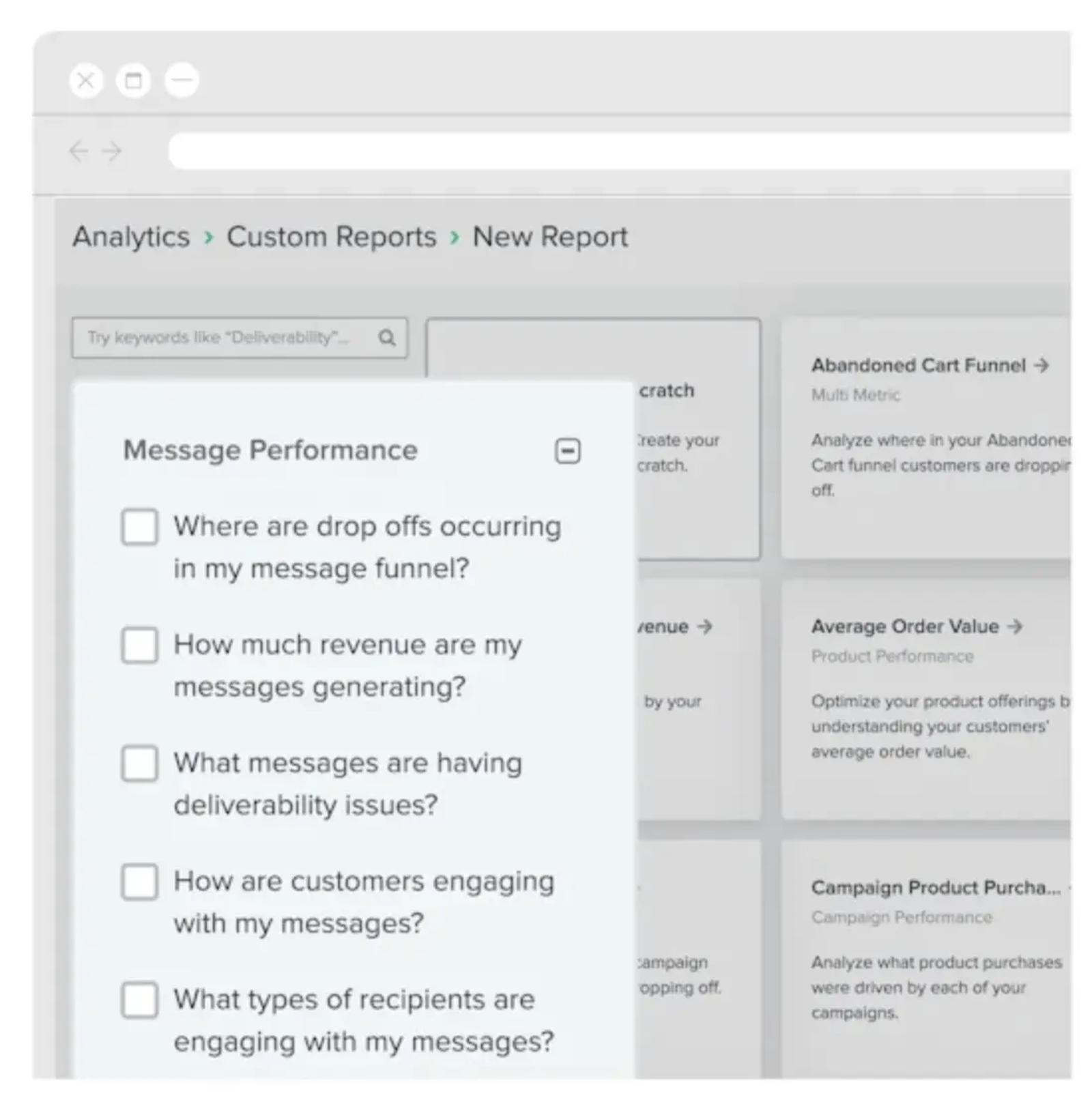 reports prompt in the klaviyo reporting tool