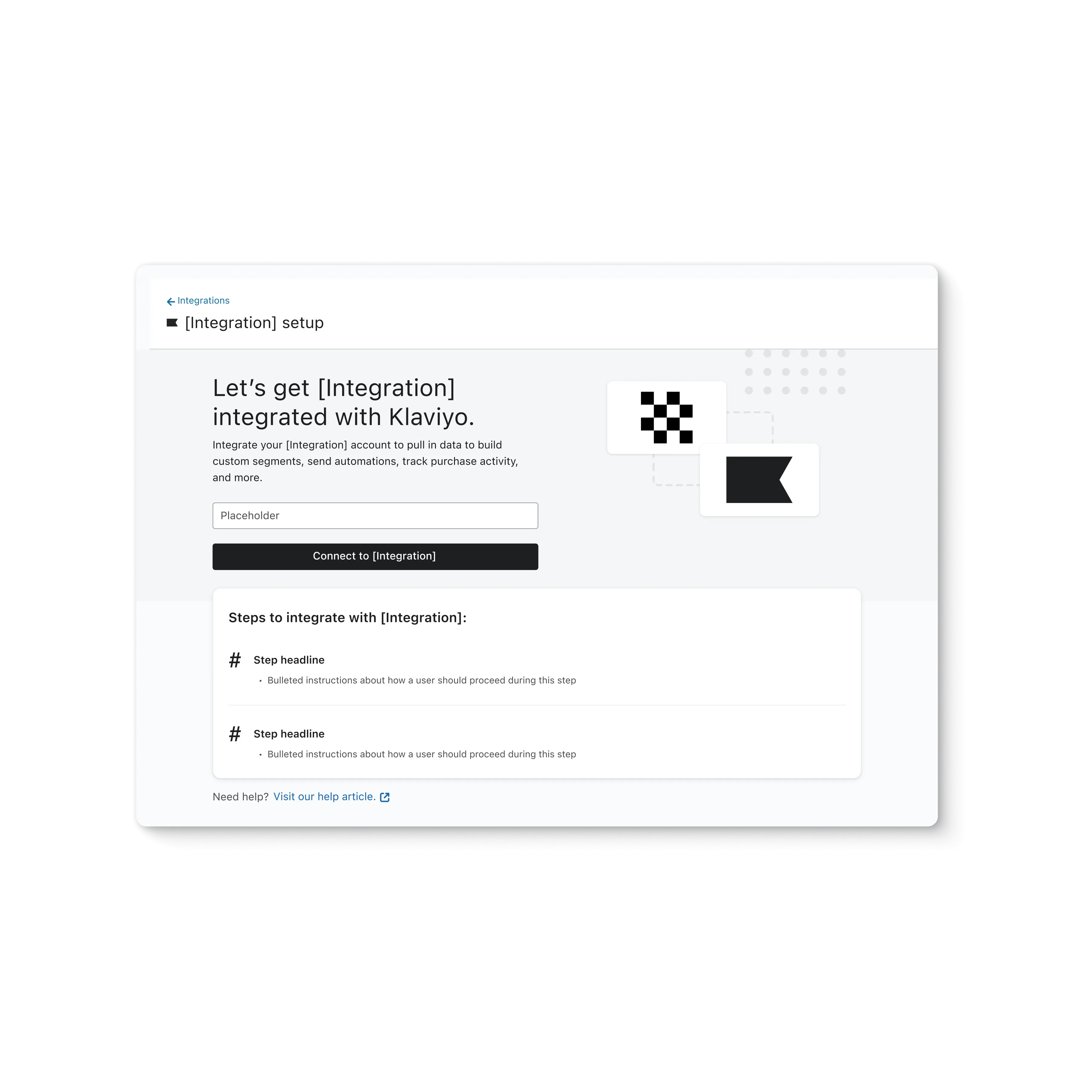 Integration setup within the Klaviyo platform