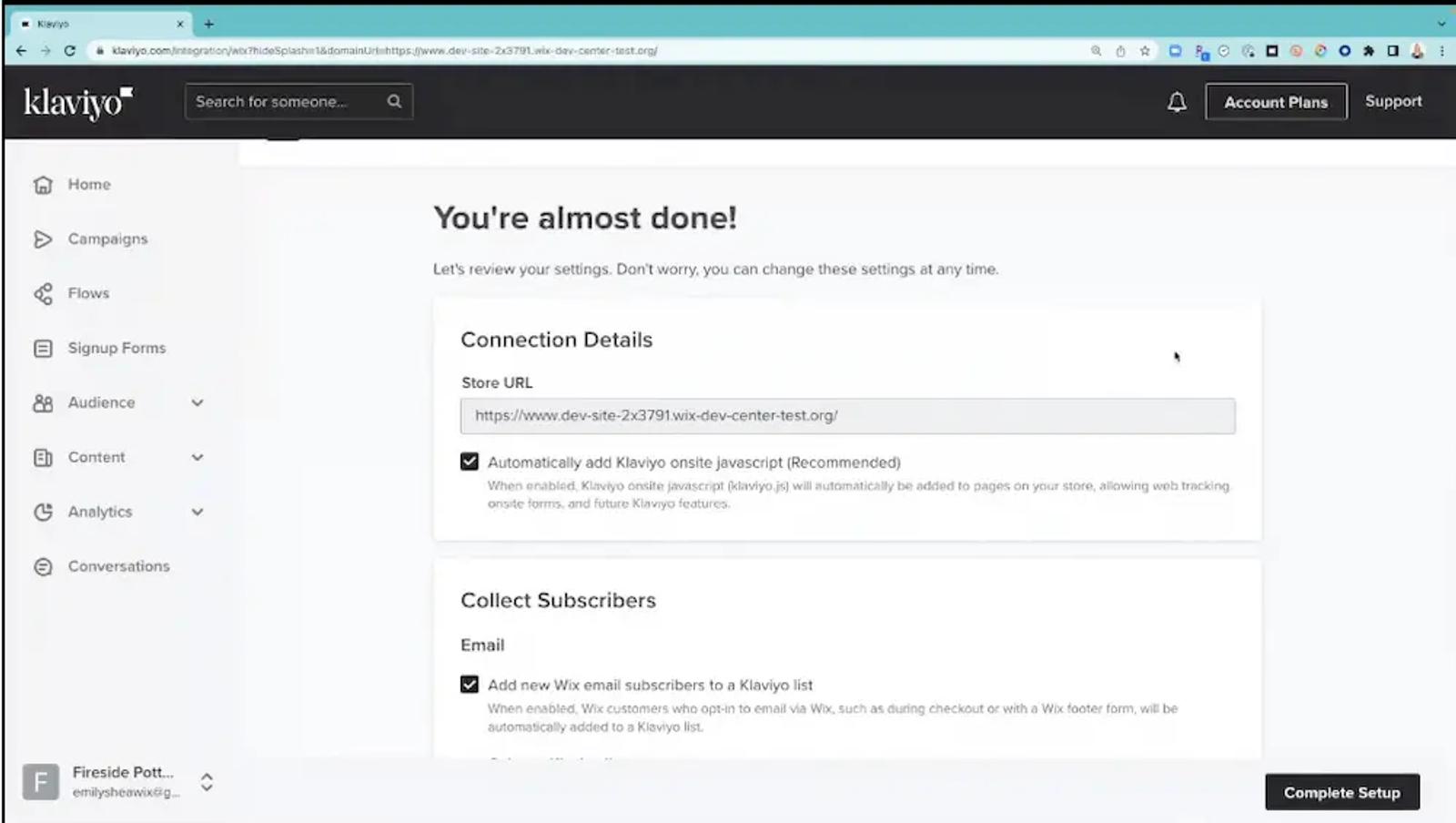 Image shows how to collect subscribers using Klaviyo and Wix
