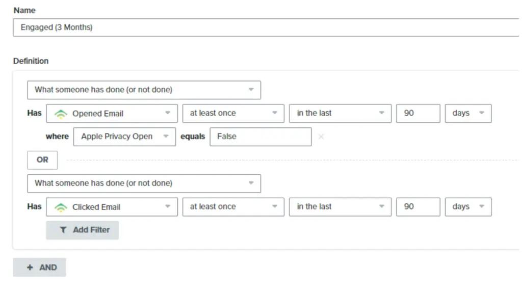 Apple privacy open engaged segment Klaviyo