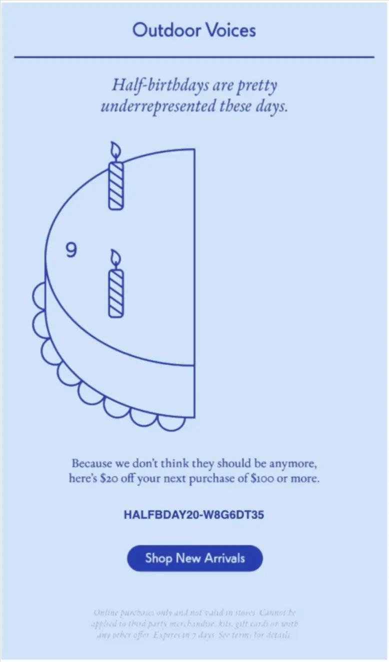 Image shows a marketing email from Outdoor Voices