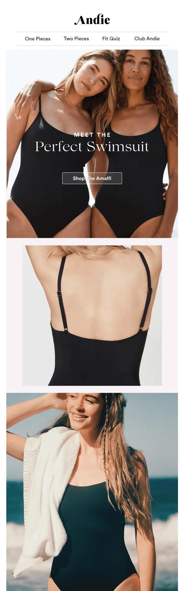 image shows a marketing email from Andie Swim