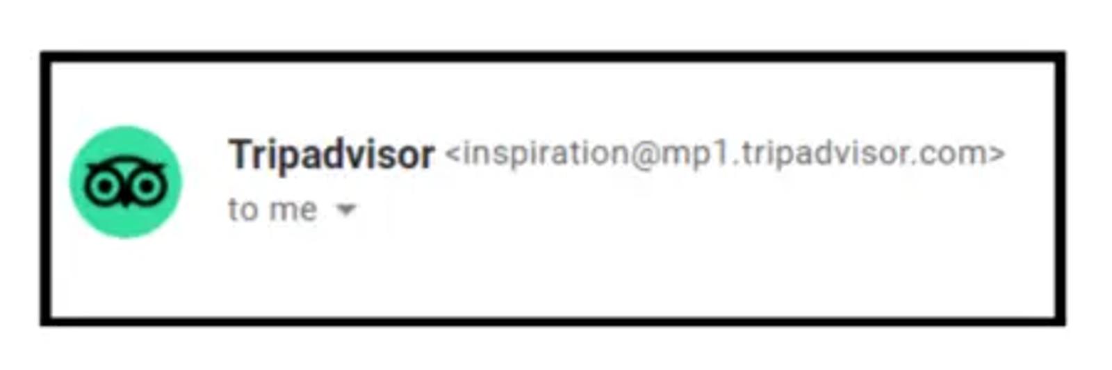 Image shows an example of a sending domain, using Tripadvisor’s.