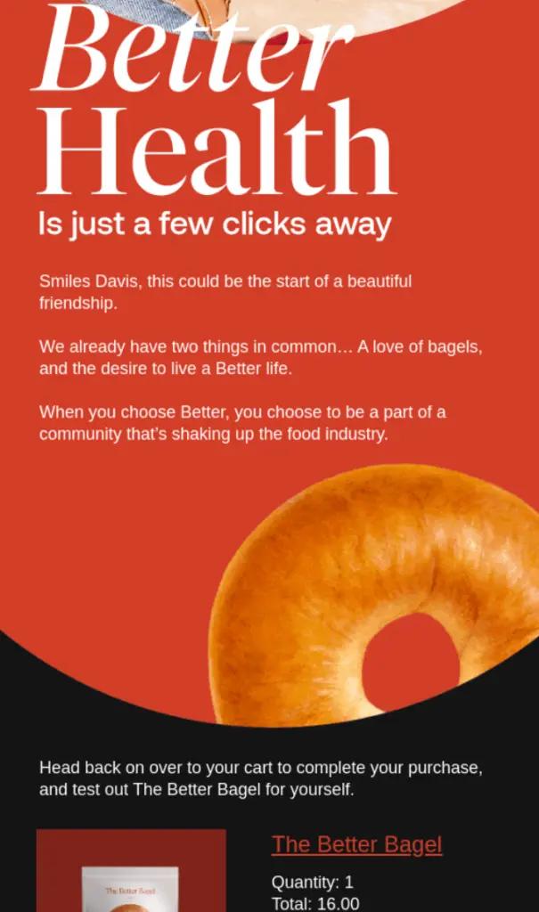 Image shows an abandoned cart reminder email.