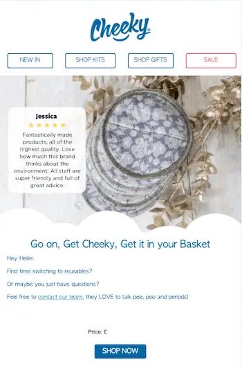 cheeky wipes browse abandonment email version 2