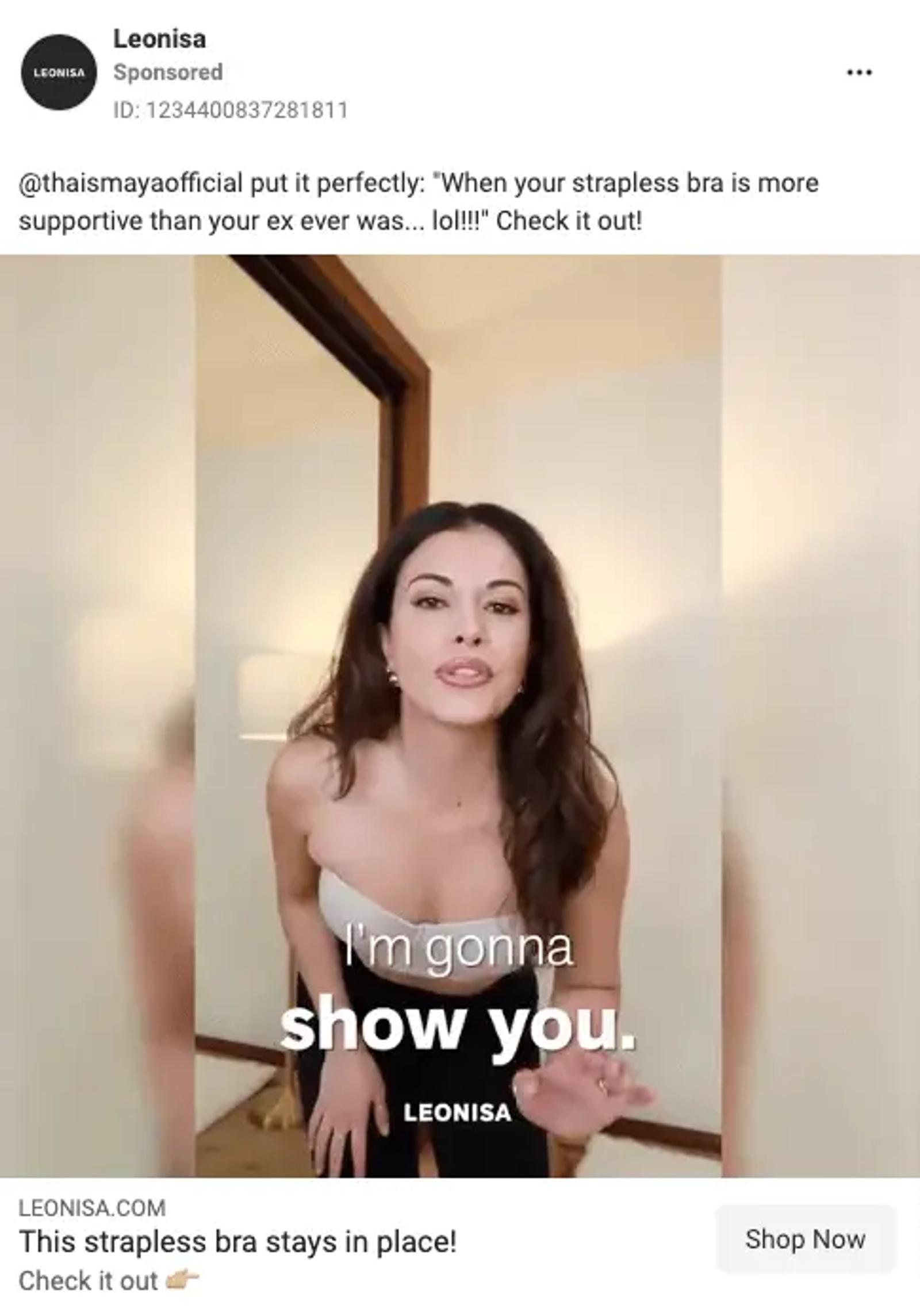 leonisa paid ad with an influencer doing the promo