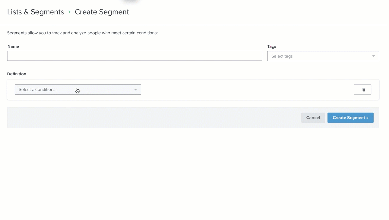 Gif shows how to create a Klaviyo segment of true Apple Mail opens. The parameters are “What someone has done (or not done),” followed by “Opened email at least once over all time,” where “Apple Privacy Open” equals “False.”