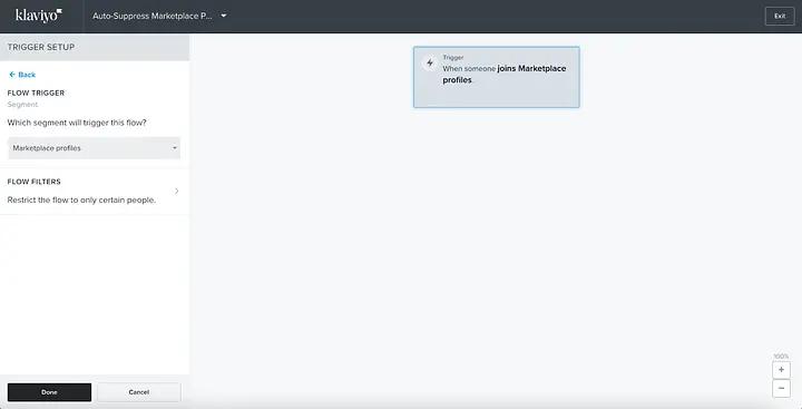 A flow in Klaviyo triggered on segment membership