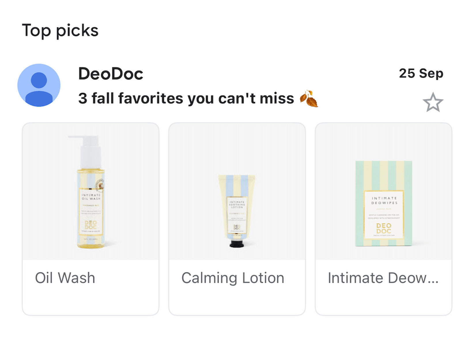 DeoDoc's 3 fall favorites: Intimate Oil Wash, Calming Lotion, and Intimate Deowipes.