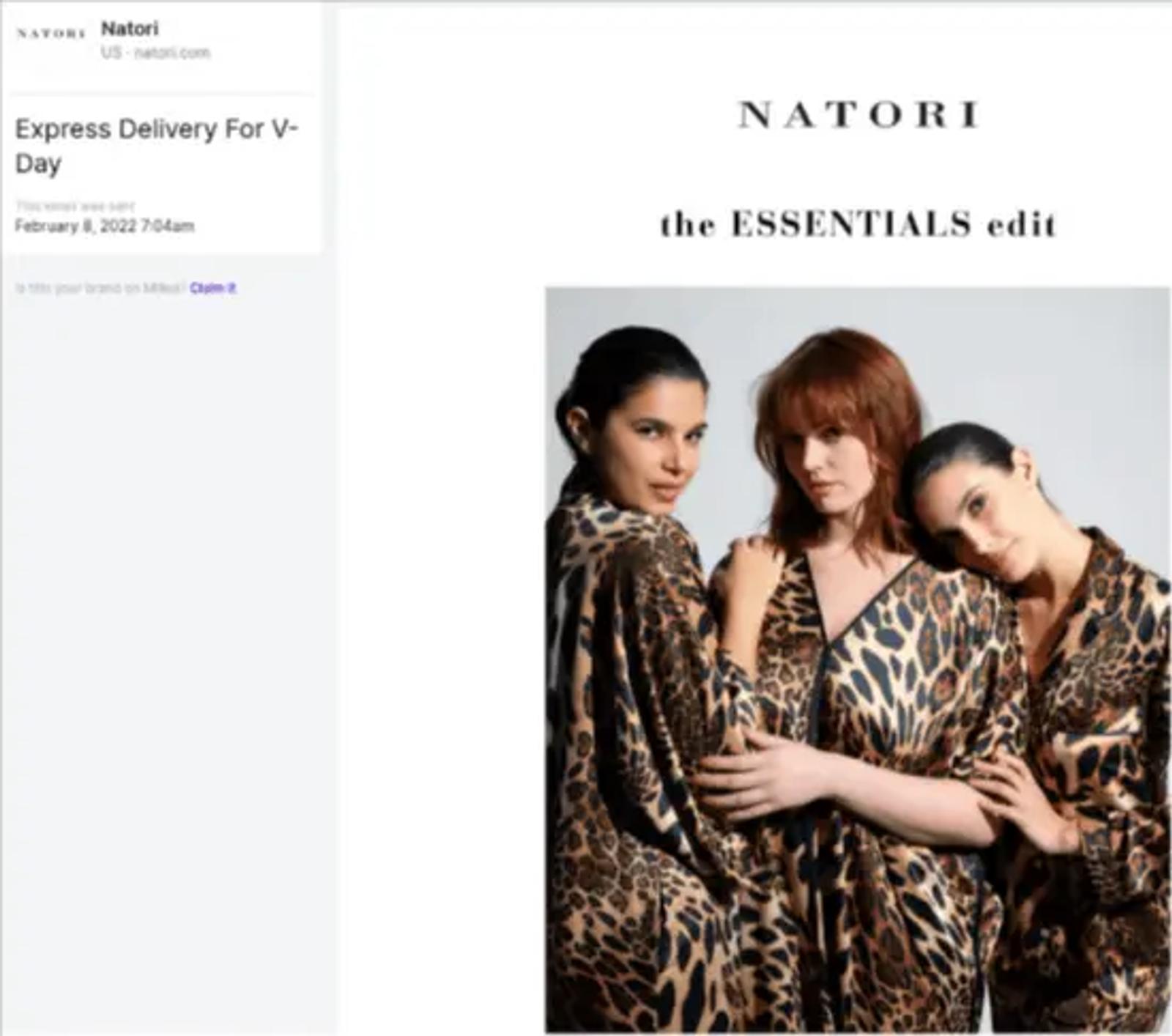 Image shows a marketing email from Natori